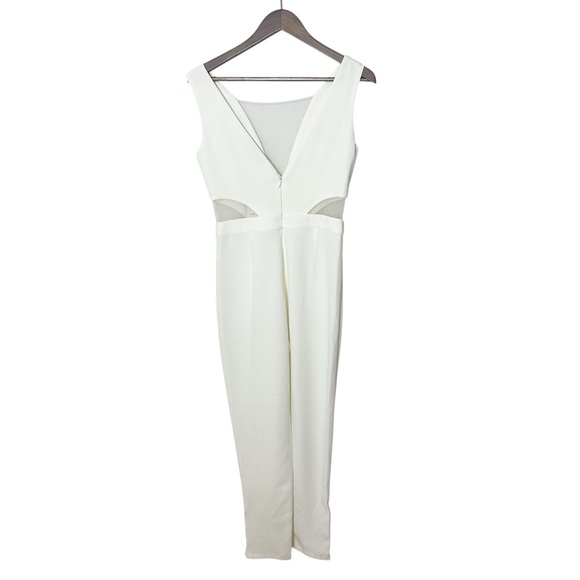 GRACIA NWT White Sleeveless Jumpsuit Mesh Cutout Size Small Evening Party - Picture 1 of 11